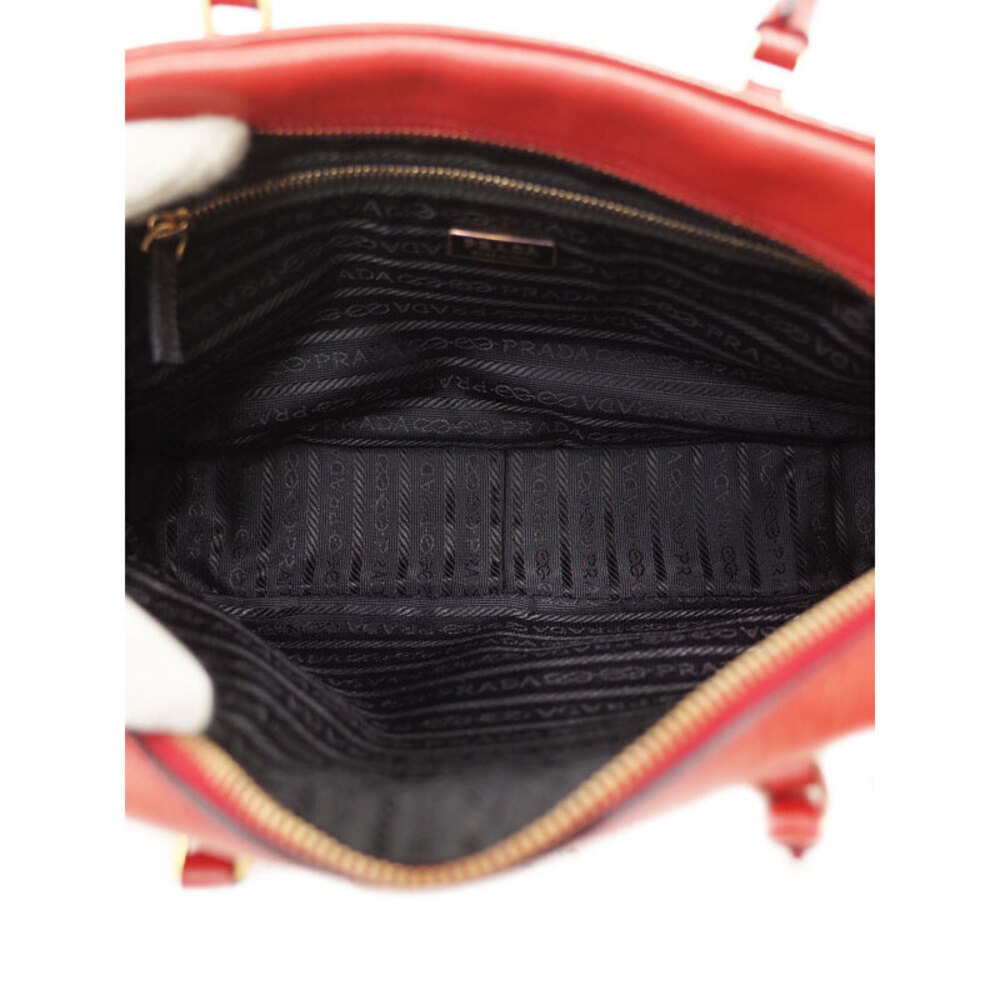 Prada Saffiano Lux red leather bowler bauletto - Picture 3 of 9